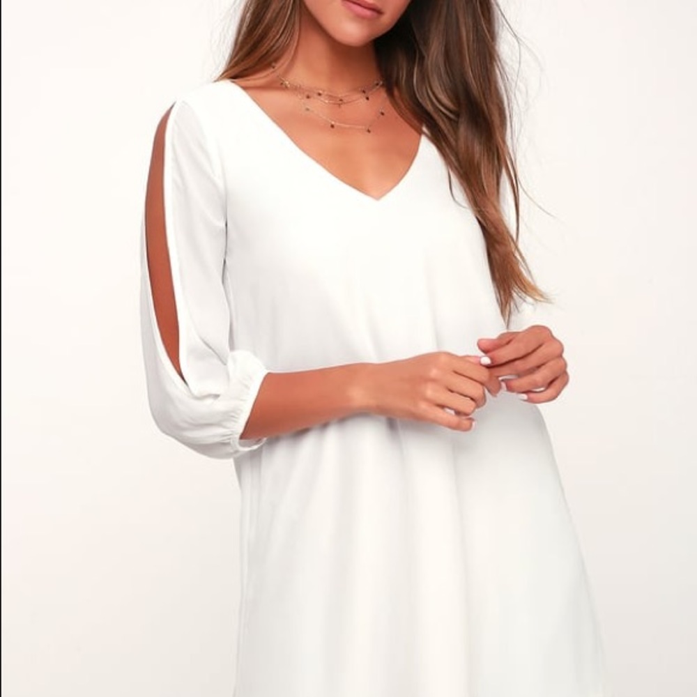 SHIFTING DEARS IVORY LONG SLEEVE DRESS